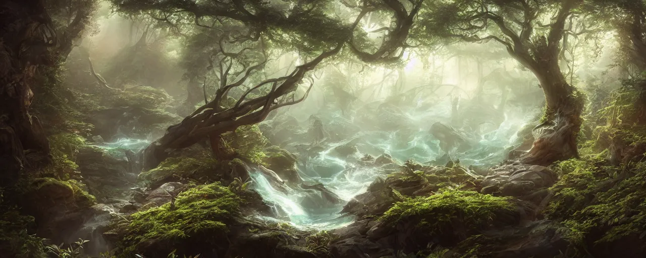 Prompt: descent of the spiritual whirlpools into a mystical forest fairytale, made by Stanley Artgerm Lau, WLOP, Rossdraws, ArtStation, CGSociety, concept art, cgsociety, octane render, trending on artstation, artstationHD, artstationHQ, unreal engine, 4k, 8k