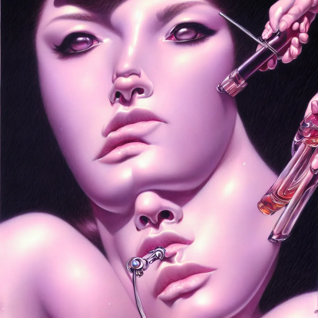 Image similar to fragrance portrait close up by hajime sorayama highly detailed hyper - real very beautiful