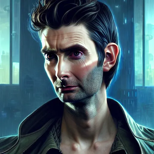 Prompt: portrait painting of a cyberpunk elven beautiful david tennant, ultra realistic, concept art, intricate details, eerie, highly detailed, photorealistic, octane render, 8 k, unreal engine. art by artgerm and greg rutkowski and charlie bowater and magali villeneuve and alphonse mucha