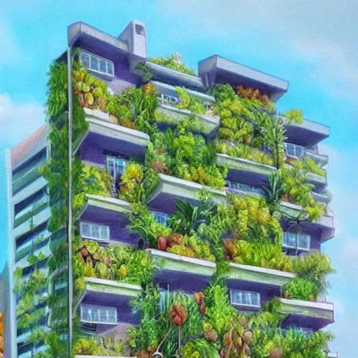 Prompt: Beautiful city of the future in harmony with nature. Plants on buildings. Nice colour scheme, soft warm colour. Beautiful detailed painting by Lurid. (2022)