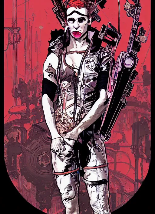 Image similar to cyberpunk circus acrobat. portrait by ashley wood and alphonse mucha and laurie greasley and josan gonzalez and james gurney. spliner cell, apex legends, rb 6 s, hl 2, d & d, cyberpunk 2 0 7 7. realistic face. vivid color. dystopian setting.