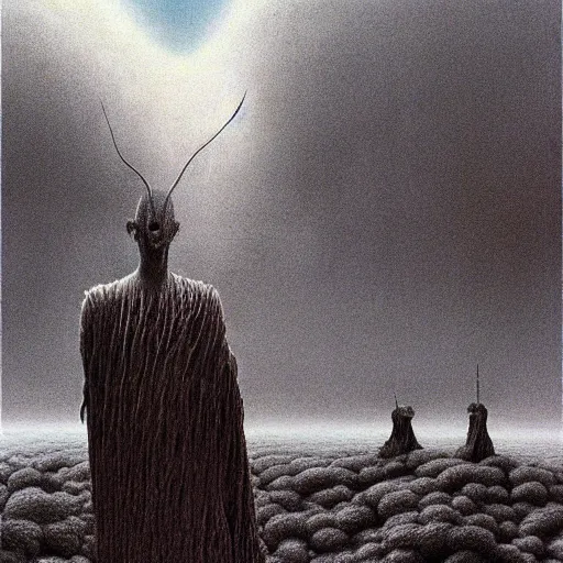 Image similar to berserk made by zdzisław beksinski