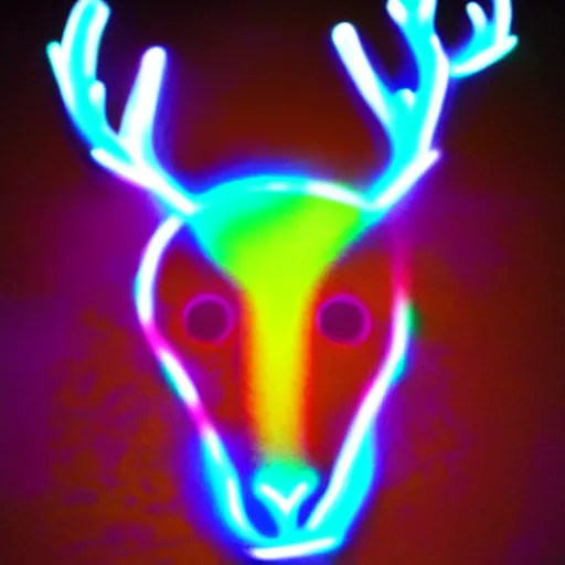 Prompt: Reindeer made out of shadows, neon, rainbow, fursona, furry,