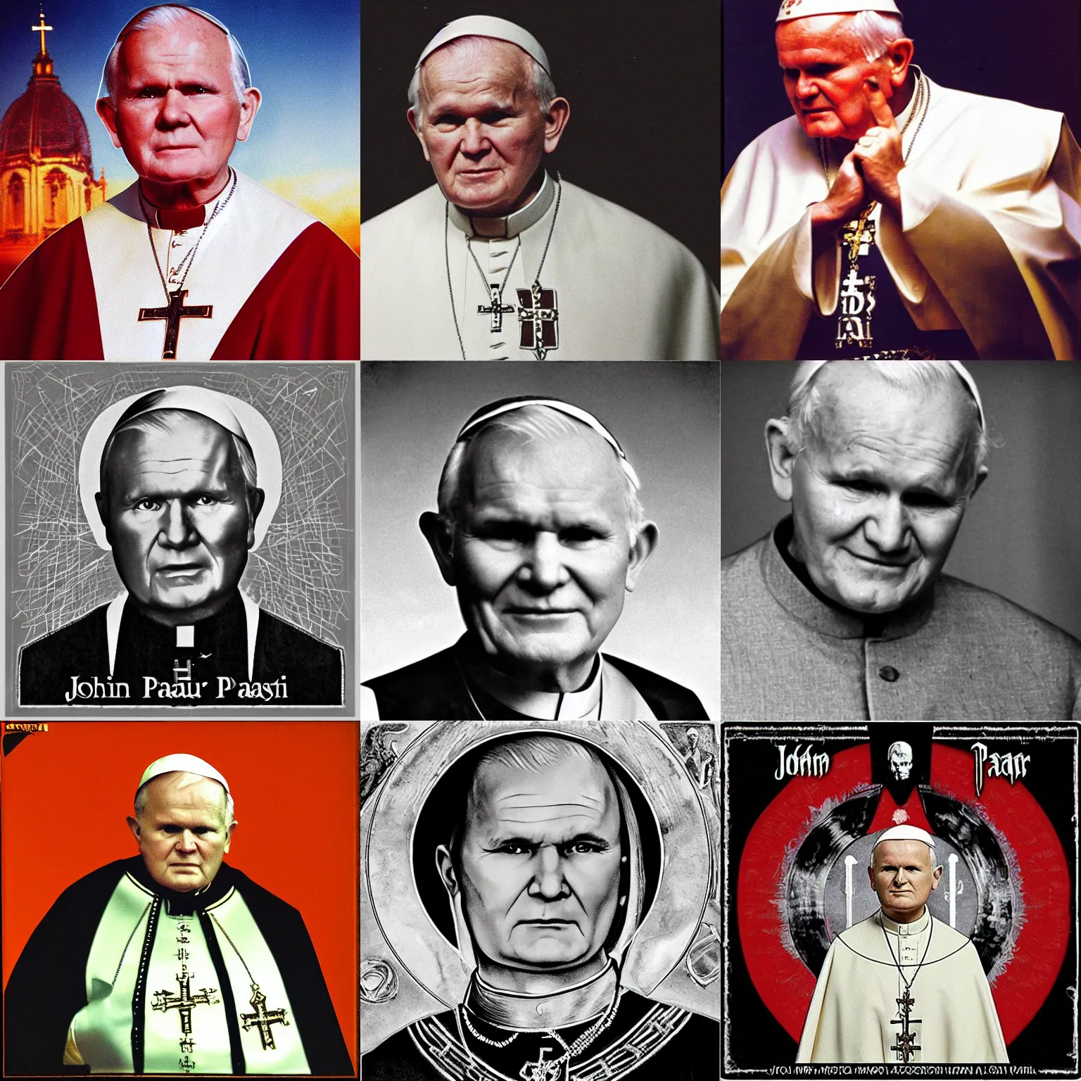 Prompt: John Paul II, metal album cover