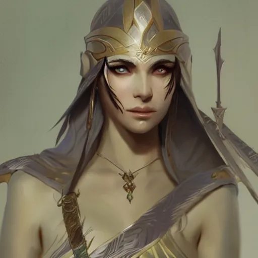 Image similar to high fantasy female elf goddess designed by Greg rutkowski, concept art, fantasy, 4k, CG render