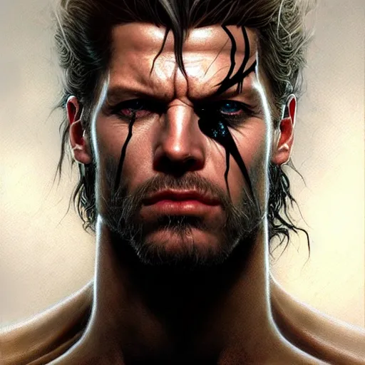 Image similar to portrait of snake from metalgear, dark, piercing eyes, exotic expression, esoteric clothing, photorealistic, highly detailed, mysterious lighting, artstation, smooth, sharp focus, art by michael whelan, artgerm, greg rutkowski and luis royo