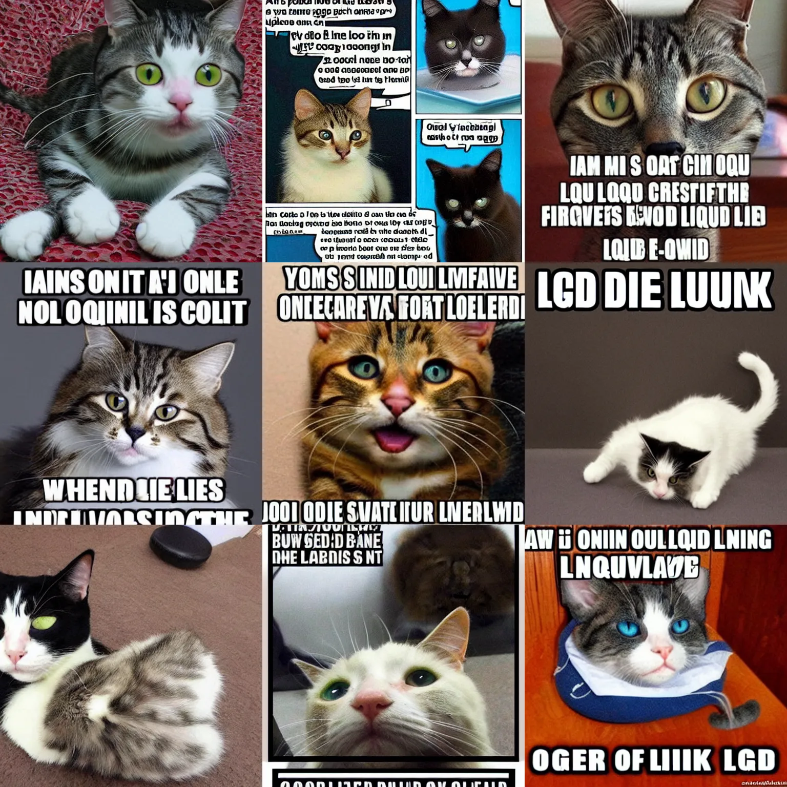 Prompt: cats are like liquid, online meme