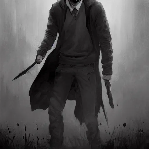 Prompt: harry potter walking dead game telltale, gigachad black and white trending on artstation, painted by greg rutkowski