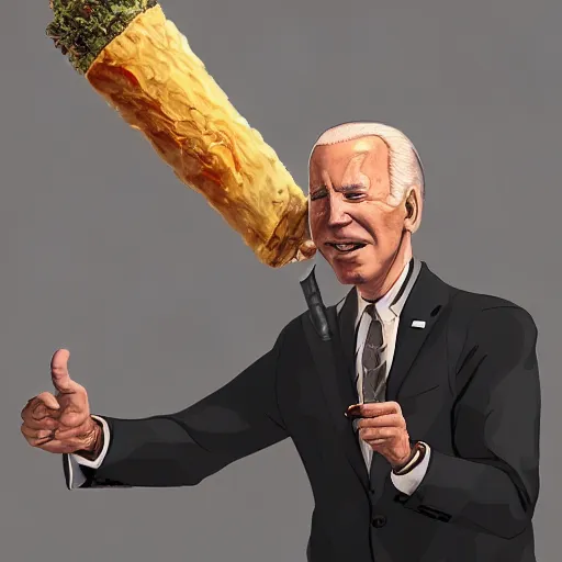 Image similar to joe biden smoking a giant joint, smoke, amazing detail, realistic digital art, artstation, award winning