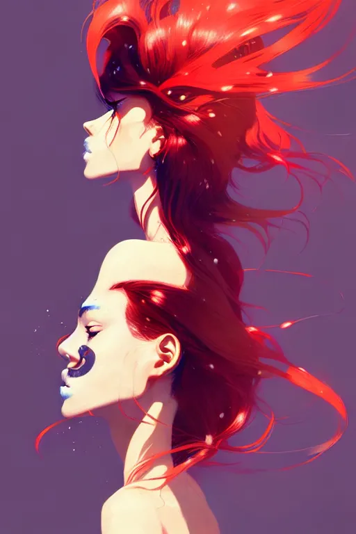 Image similar to a ultradetailed beautiful panting of a stylish woman with hair made out of water, by conrad roset, greg rutkowski and makoto shinkai trending on artstation