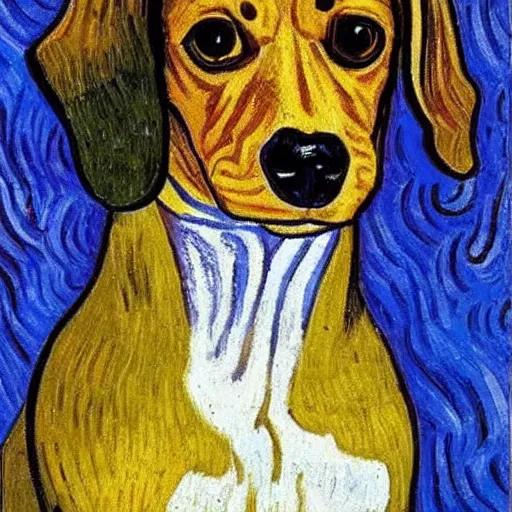 Image similar to Portrait of a dachshund, Vincent Van Gogh