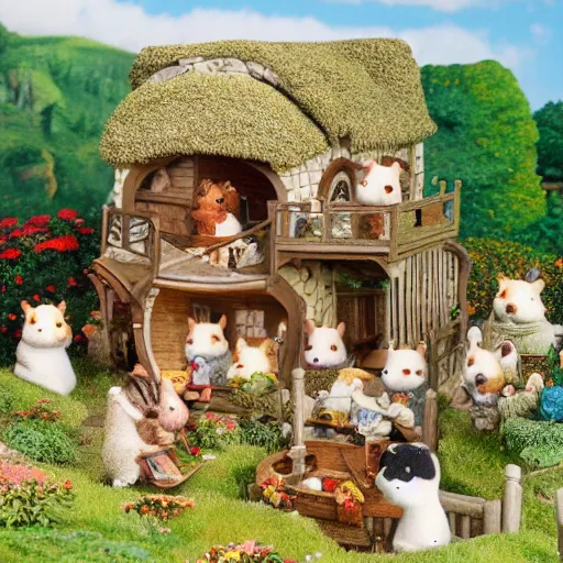 Image similar to lord of the rings calico critters in the shire