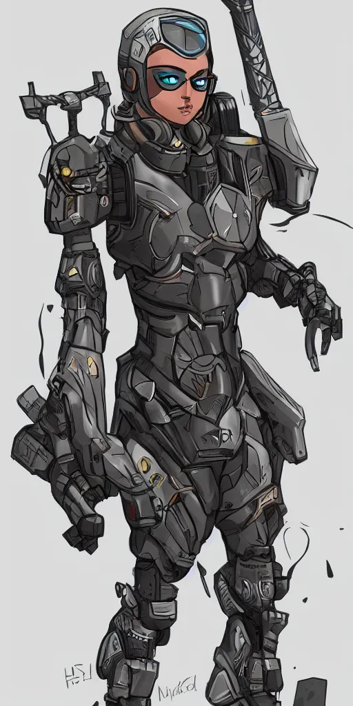 Image similar to valkyrie in a mech suit wielding a rocket-powered sword, artstation, digital art, concept art