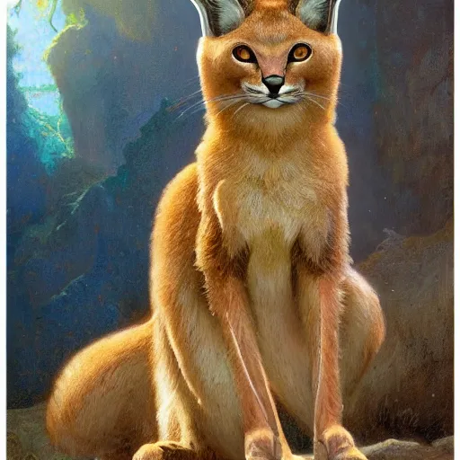 Prompt: sad caracal holding a giant pencil, atmospheric lighting, intricate, volumetric lighting, digital art, highly detailed by gaston bussiere, craig mullins, j. c. leyendecker 8 k