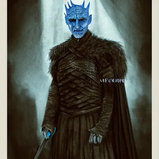 Prompt: a full length potrait of night king , game of thrones by Collin Elder, soft lighting