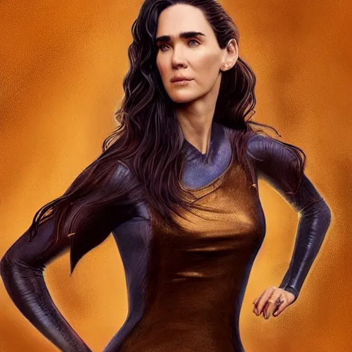 Image similar to jennifer connelly : : as polished cat cosplay : : weta disney pixar movie still photo : : hi - fructose, sci fi decadent highly - detailed digital painting, golden ratio, octane render, artstation, smooth, sharp focus, artgerm, mucha, loish, wlop : :