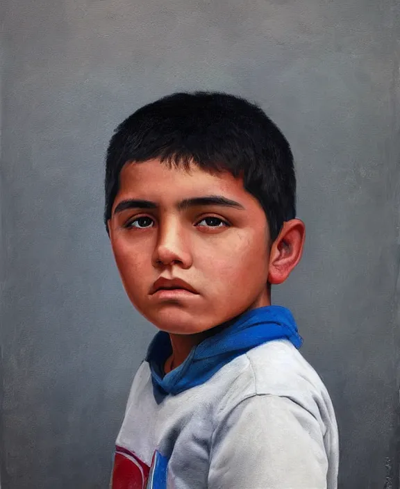 Prompt: heroic portrait of a mexican boy. art by denys tsiperko and bogdan rezunenko, hyperrealism