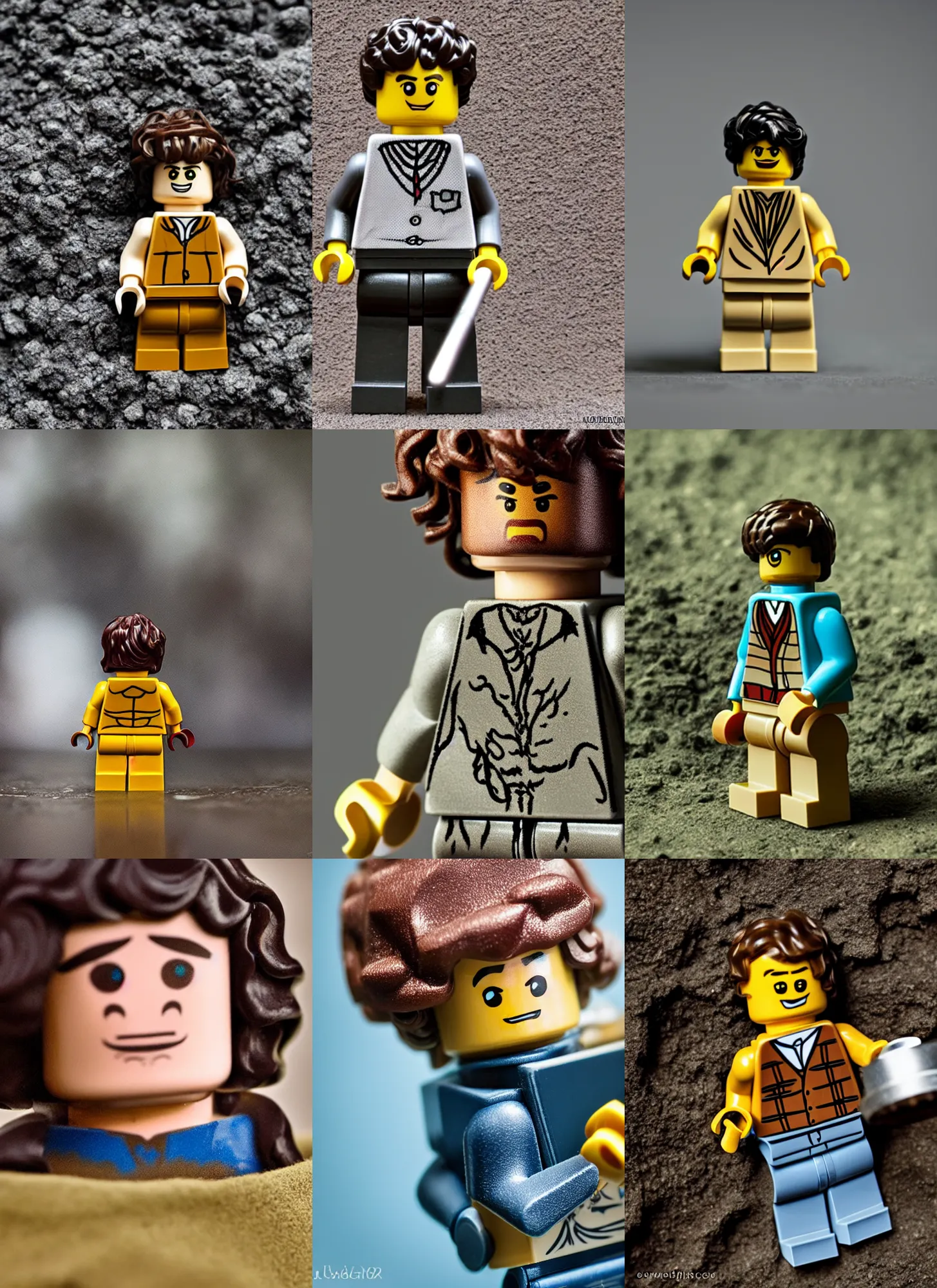 Prompt: lego frodo baggins, macro photography