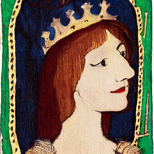 Prompt: beautiful young medieval queen by violet oakley