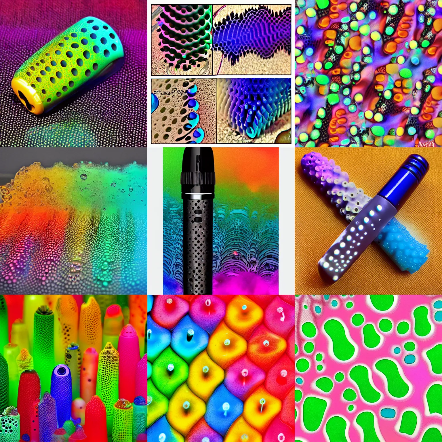 Prompt: trypophobia vaper wave colorful Trypophilia