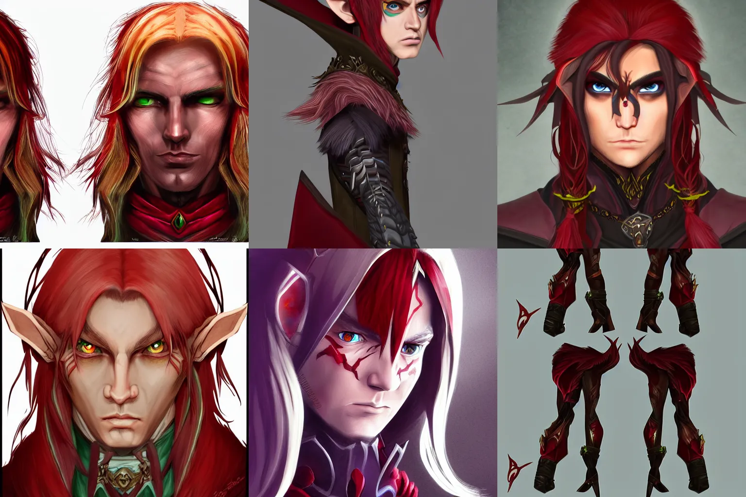 Prompt: Faldrin Dremoran half-elf warlock evil high detail, (((light brown))) hair and (((ruby))) (((red))) eyes, glaring in a fantasy style, Trending on artstation, trending on deviantArt, trending on pixiv