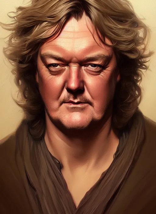 Image similar to portrait of james may, d & d, fantasy, intricate, elegant, highly detailed, digital painting, artstation, concept art, smooth, sharp focus, illustration, art by artgerm and greg rutkowski and alphonse mucha