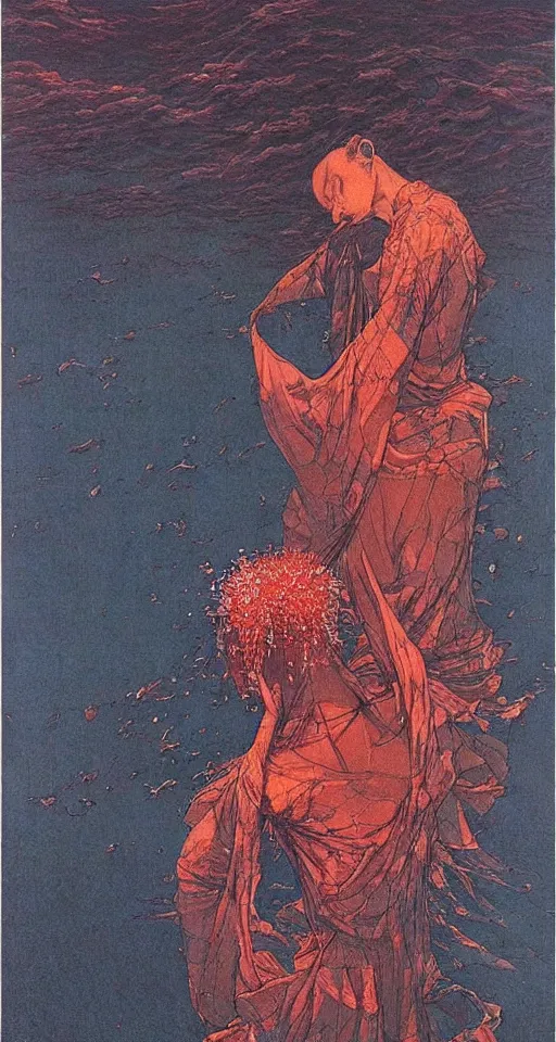 Image similar to a gigantic glowing crystal, high detailed beksinski painting, part by adrian ghenie and gerhard richter. art by takato yamamoto. masterpiece, deep colours, blue