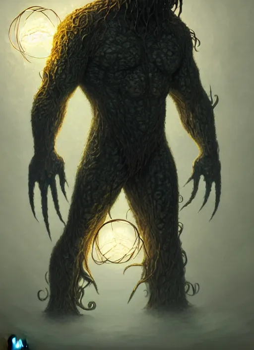 Image similar to undertaker as man - thing, intricate, elegant, glowing lights, highly detailed, digital painting, artstation, glamor pose, concept art, smooth, sharp focus, illustration, art by artgerm and greg rutkowski, artey freytag