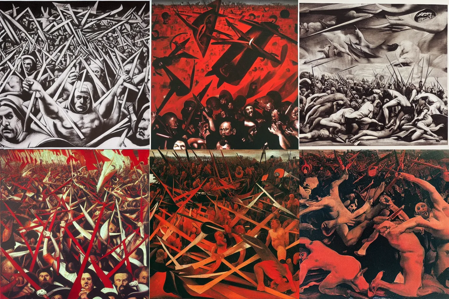 Prompt: sea of blood, anarchy, by diego velazquez and alexander rodchenko