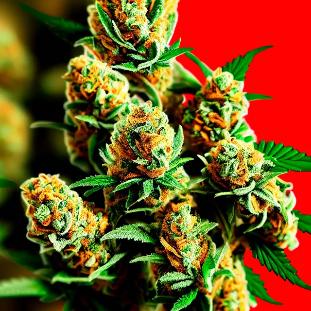 Prompt: beautiful photorealistic cannabis marijuana flower buds with human faces on them with red eyes photorealistic 4 k hd