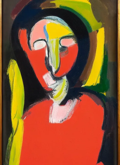 Image similar to portrait of a girl, painting by willem de kooning, expressive abstractionism, many stiff relief strokes of oil on canvas,