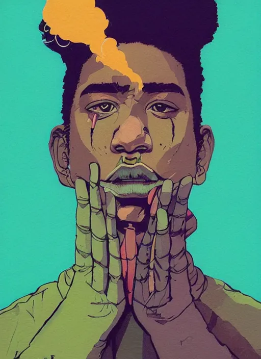 Image similar to profile picture by sachin teng x dreamville, weed, marijuana, organic painting, hard edges, masterpiece, smoke, asymmetrical, matte paint, energetic