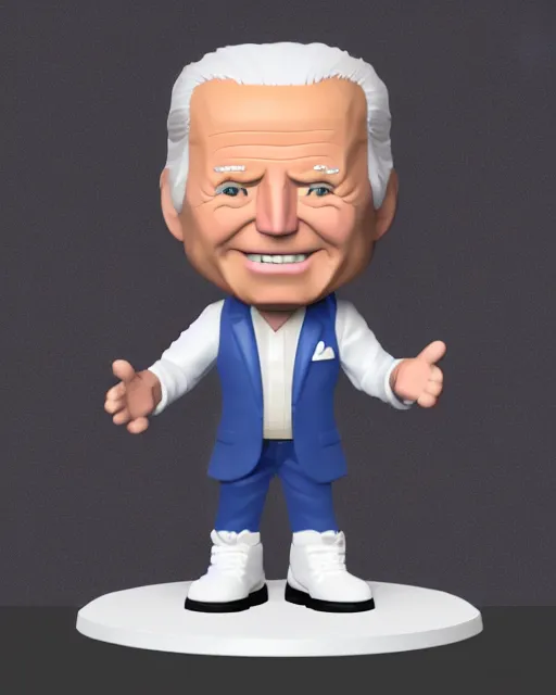 Image similar to full body 3d render of joe biden as a funko pop, studio lighting, white background, blender, trending on artstation, 8k, highly detailed