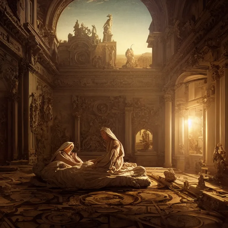 Prompt: motherboard, chip circuit, computer, dream-like atmosphere, baroque landscape painting, perfect composition, beautiful detailed intricate insanely detailed octane render trending on Artstation, 8K artistic photography, photorealistic, soft natural volumetric cinematic perfect light, chiaroscuro, award-winning photograph, masterpiece, Raphael, Caravaggio, Greg Rutkowski, Beeple