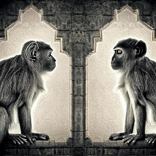 Meme - Look three monkey are facing each other