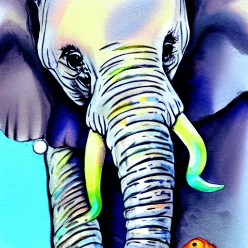 Image similar to cute baby elephant water colour painting