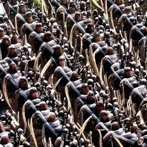 Prompt: overhead view of an army of viking warriors