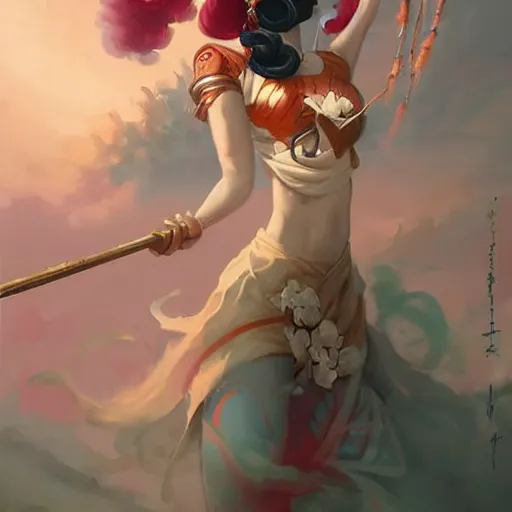 Prompt: geisha sakura warrior By Peter Mohrbacher, clean, trending on artstation,