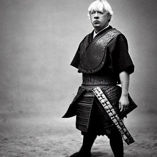 Image similar to “Boris Johnson in full samurai armour, 1900’s photo”