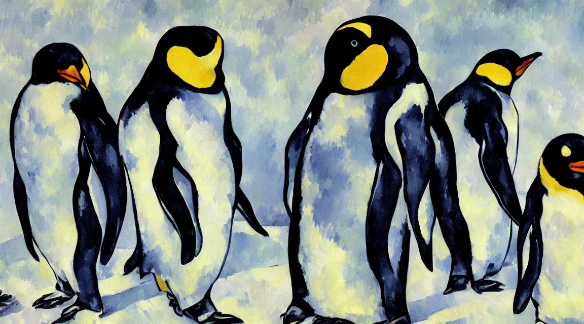 Image similar to Linux Tux penguin wallpaper painted by Cezanne