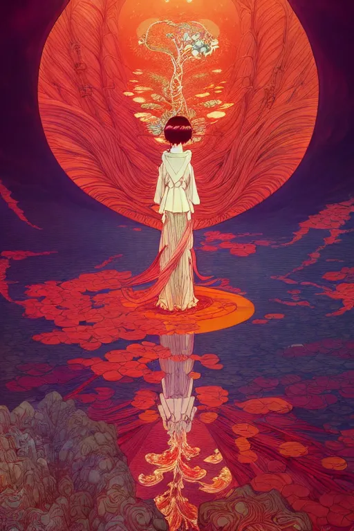 Image similar to a beautiful hyperdetailed character design 4 k wallpaper illustration of a huge reddish phoenix, victo ngai style, from china, style of studio ghibli, makoto shinkai, raphael lacoste, louis comfort tiffany, denoise, deblurring, artgerm, xision, james jean, ross tran, chinese style