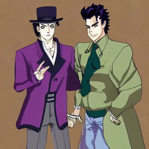 Prompt: Jotaro Kujo hanging out with Noriaki Kakyoin