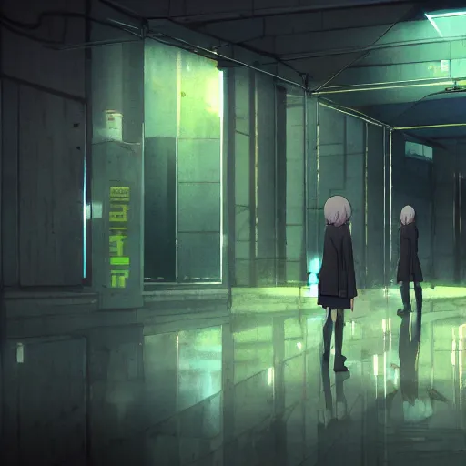 Image similar to a serial experiments lain inspired makoto shinkai scenery artwork