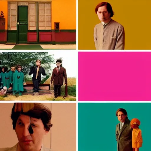 Prompt: 5 colors used by wes anderson