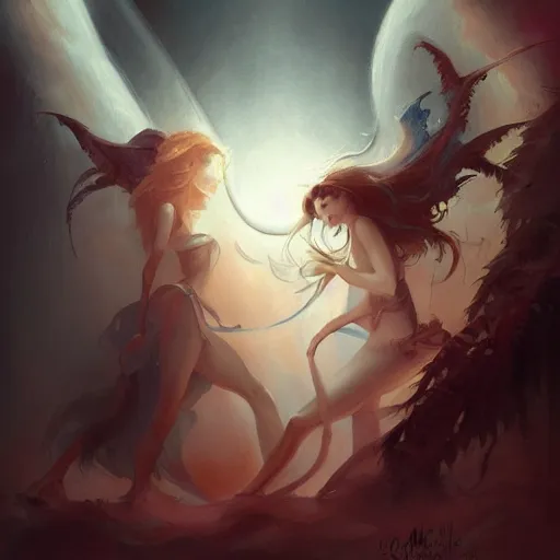 Image similar to a painting in the style of charlie bowater and in the style of charles dulac and in the style of peter mohrbacher.