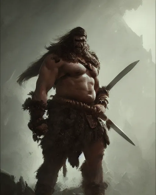 Image similar to hyper realistic photo of barbarian warrior, full body, cinematic, artstation, cgsociety, greg rutkowski, james gurney, mignola
