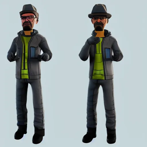 Image similar to walter white fortnite skin, 3 d model, high resolution