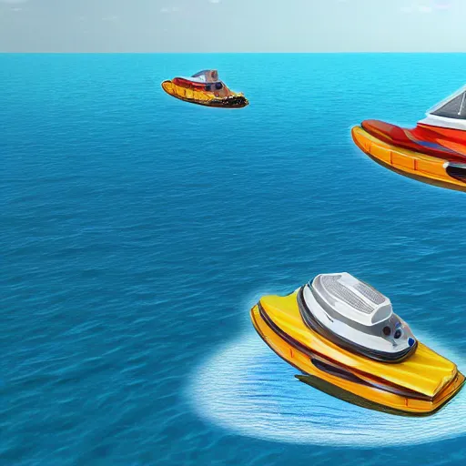 Prompt: a hamster inspired speed boat in the ocean, 4 k, highly - detailed, concept render art