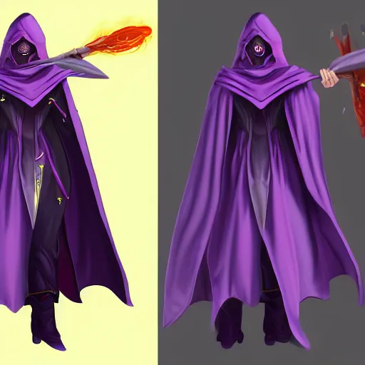 Prompt: female warlock long hood cloak purple, fighting monster with magic, 8 k, trending on artstation by tooth wu