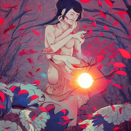 Image similar to james jean style, utagawa kunisada 3 d style, vfx art, unreal engine render, claymation style, colourful, volumetric light, digital painting, digital illustration, dramatic light,